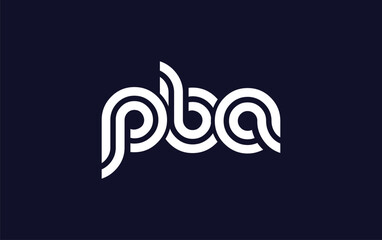 PBA Creative Unique Modern Letter Logo Design.  Stylized logo featuring a unique letter design, presenting abstract minimalist aesthetics and modern appeal.