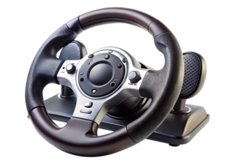 steering wheel of a car isolated on a white background PNG. GENERATIVE AI