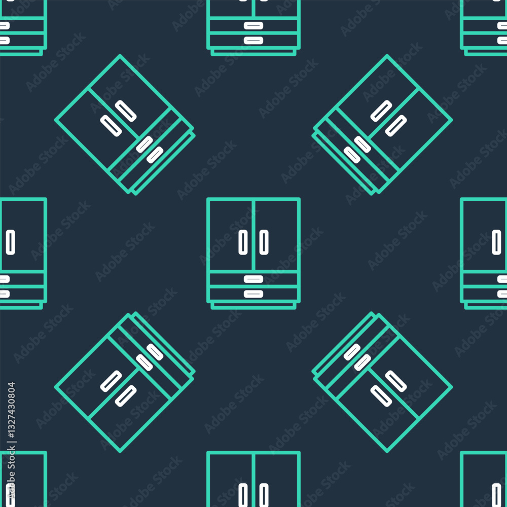 Poster line wardrobe icon isolated seamless pattern on black background. vector
