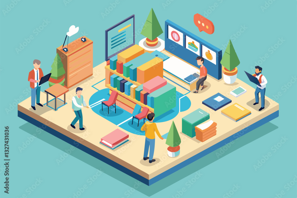 Poster a dynamic classroom features students collaborating on customizable isometric designs while engaged 