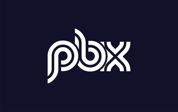 PBX Creative Unique Modern Letter Logo Design.  Stylized logo featuring a unique letter design, presenting abstract minimalist aesthetics and modern appeal.