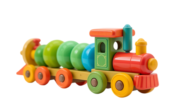  Colorful wooden toy caterpillar and toy train set png