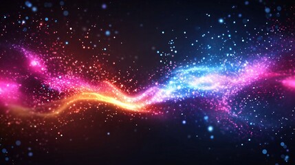 Colorful cosmic wave, vibrant colors blending in space, abstract energy flow representing creativity and imagination, copy-space available.