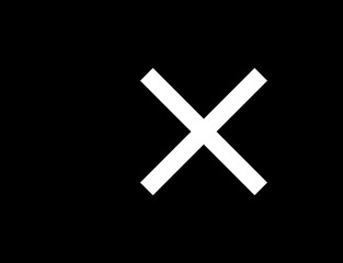 Obraz premium White X Symbol on Black Background - Minimalist Close Icon or Error Sign