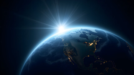 Breathtaking Earth Sunrise Space Blue Planet Horizon Light