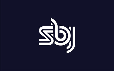 SBJ Creative Unique Modern Letter Logo Design.  Stylized logo featuring a unique letter design, presenting abstract minimalist aesthetics and modern appeal.