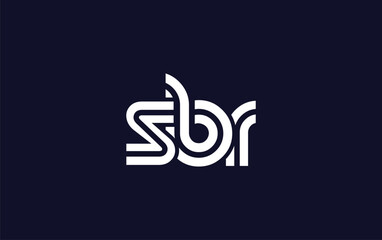 SBR Creative Unique Modern Letter Logo Design.  Stylized logo featuring a unique letter design, presenting abstract minimalist aesthetics and modern appeal.
