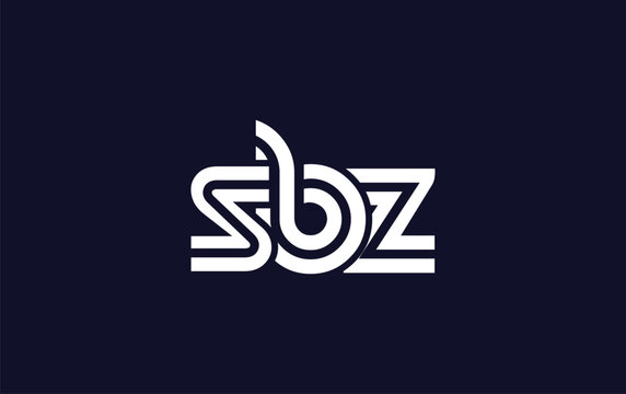 SBZ Creative Unique Modern Letter Logo Design.  Stylized logo featuring a unique letter design, presenting abstract minimalist aesthetics and modern appeal.