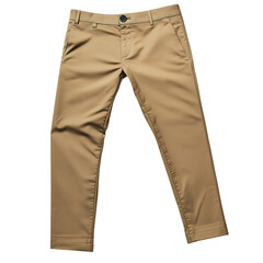 A Pair of Khaki Chinos with Slim Fit Design Isolated on Transparent Background