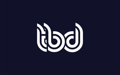 TBD Creative Unique Modern Letter Logo Design.  Stylized logo featuring a unique letter design, presenting abstract minimalist aesthetics and modern appeal.