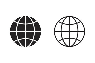  Web Icon, Globe Icon, Earth Icon, Vector Silhouette on transparent Background