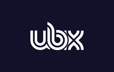 UBX Creative Unique Modern Letter Logo Design.  Stylized logo featuring a unique letter design, presenting abstract minimalist aesthetics and modern appeal.