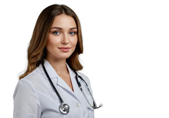 Elegant medical professional with a stethoscope, isolated on a transparent background.