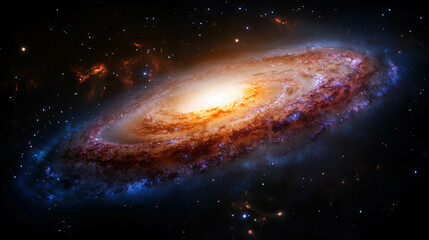 Fototapeta premium Swirling galaxy with stars in vivid cosmic texture for space-themed design