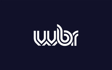 WBR Creative Unique Modern Letter Logo Design.  Stylized logo featuring a unique letter design, presenting abstract minimalist aesthetics and modern appeal.