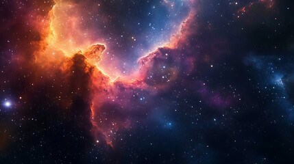 Fototapeta premium Vibrant Cloud Formation in Deep Space with Countless Shining Stars