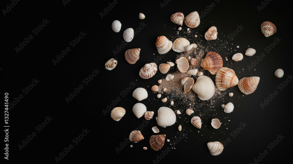 Aufkleber seashell overlay texture with various shapes for summer design and decoration