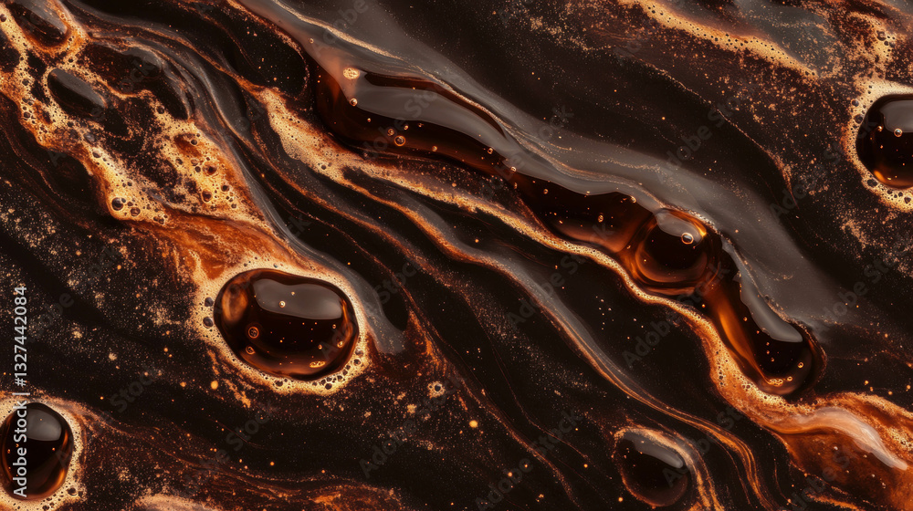 Poster creamy root beer texture with large bubbles for beverage and background design