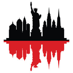 Obraz premium chicago skyline with flag