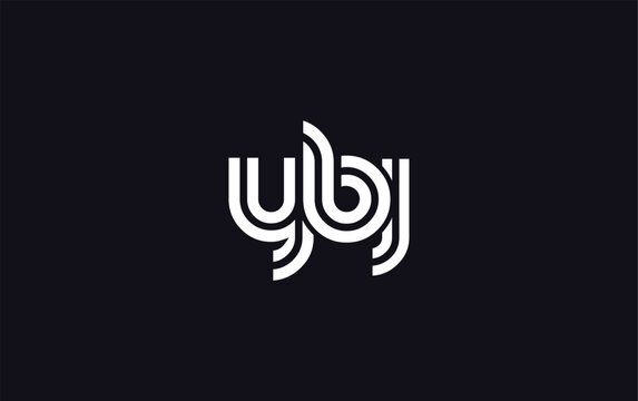 YBJ Creative Unique Modern Letter Logo Design.  Stylized logo featuring a unique letter design, presenting abstract minimalist aesthetics and modern appeal.