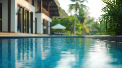 Fototapeta premium A pool with a house in the background