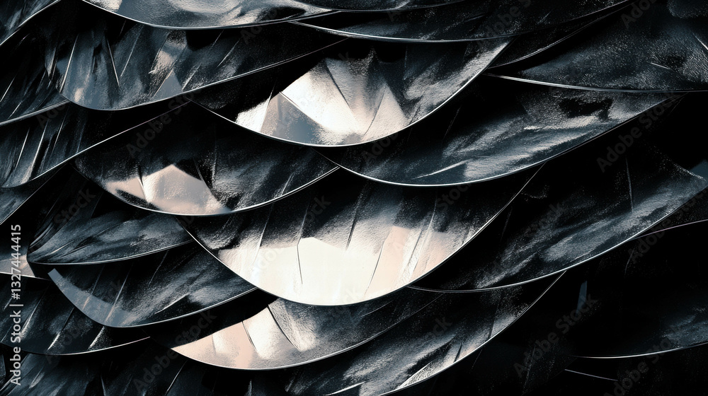 Poster abstract metallic scales texture with overlapping design for creative background use