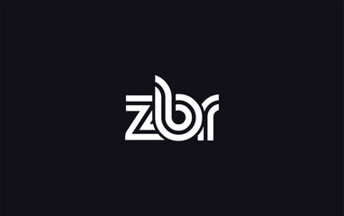 ZBR Creative Unique Modern Letter Logo Design.  Stylized logo featuring a unique letter design, presenting abstract minimalist aesthetics and modern appeal.