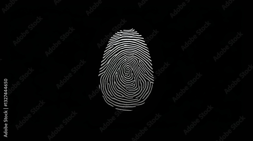 Poster detailed fingerprint on black background - biometric security identity access control image