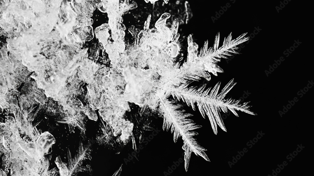 Poster intricate frozen fractals texture overlay for winter design and creative projects