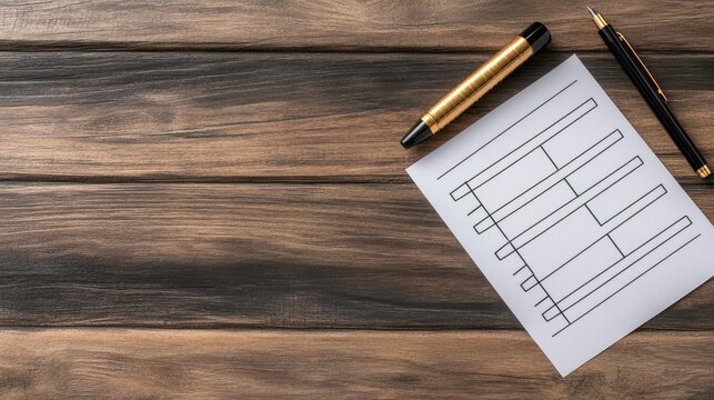 Checklist with a pen on a wooden table focuses on task management and productivity strategies in daily life or business settings