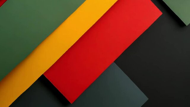 Black History Month color background. African American history month, Juneteenth freedom day celebration. Abstract red, yellow, green color layout on black paper background, banner.
