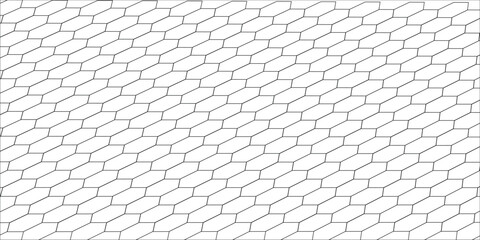 Abstract design featuring a continuous hexagonal pattern forming a wave-like structure on a white background.