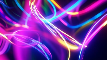 Naklejka premium Abstract neon light streaks illustration in vibrant pink and blue colors