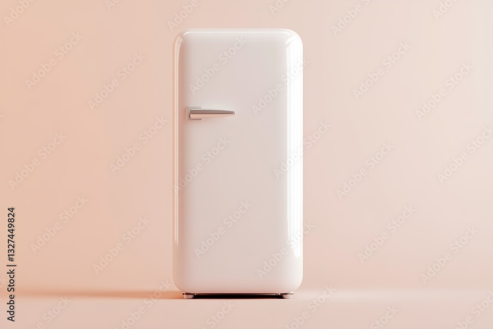 Poster this 3d-rendered fridge icon features smooth edges and soft lighting, designed in a minimalistic sty