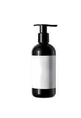 Fototapeta premium Clean Black and White Cosmetic Bottle with Black Lid, Blank Packaging on White 