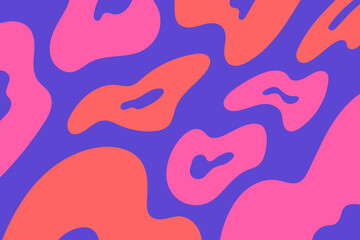 Abstract vector pink and orang free form shape on bright blue background. Vibrant background for modern and creative design, website banner, poster, template, advertising media, fashion, brochure. 