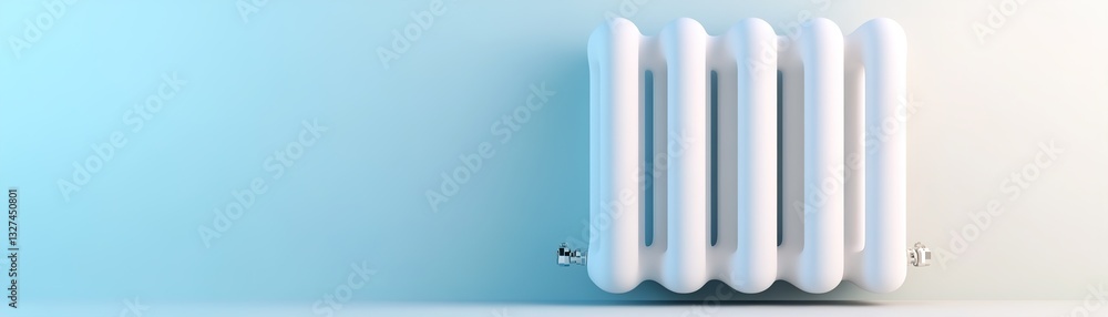 Poster a sleek radiator icon is designed with smooth edges and soft lighting, creating a modern aesthetic. 