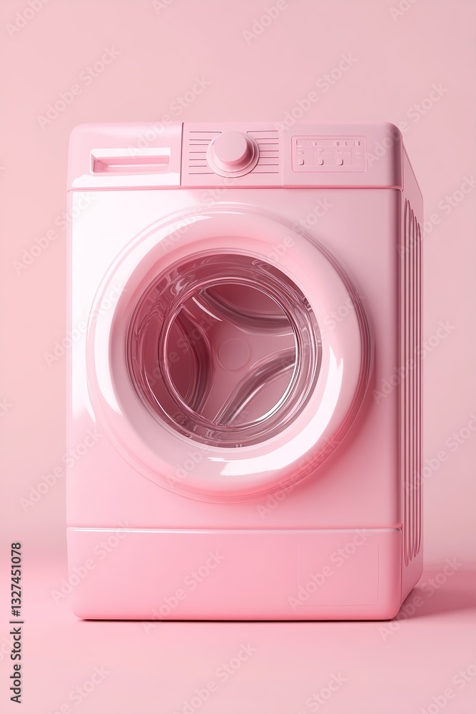 Poster stylish wash machine icon features smooth edges and soft lighting in cool tones. the minimalistic de