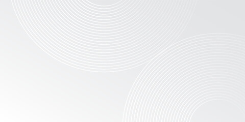 Modern white glowing geometric lines on gray background. Simple shiny blue circle design abstract simple