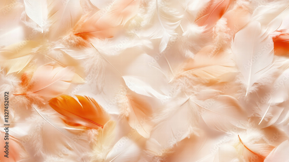 Poster soft overlay texture of delicate bird feathers for design and decor