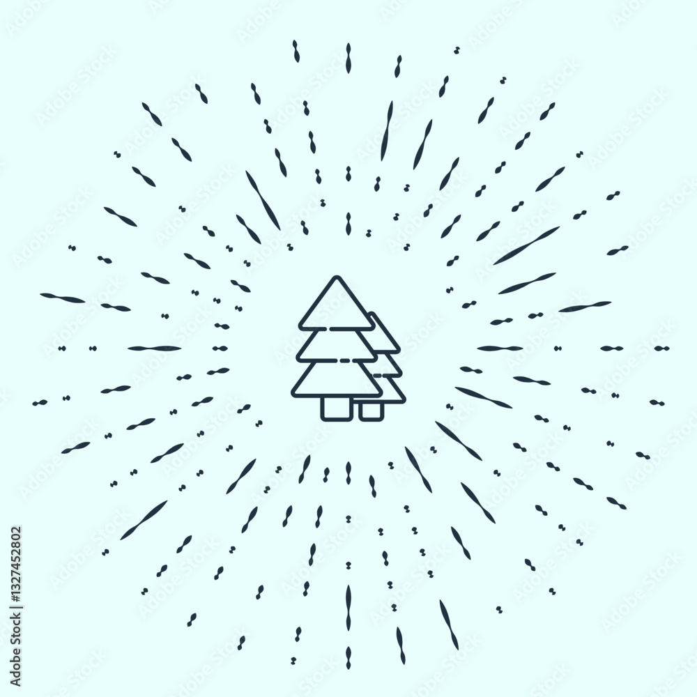Poster black line tree icon isolated on grey background. forest symbol. abstract circle random dots. vector