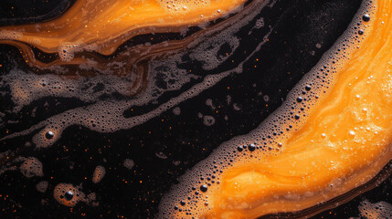 Obraz premium Dark cola texture with rising bubbles for beverage design and backgrounds