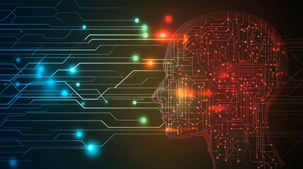 Fototapeta premium Artificial Intelligence and Neural Network Concept with Human Brain Interface