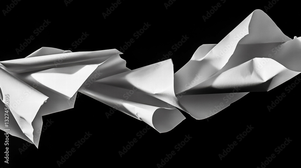 Poster dynamic display of crumpled paper texture with sharp folds for artistic and design uses