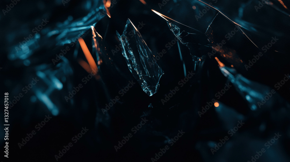 Poster cracked glass texture with sharp edges for dynamic design projects