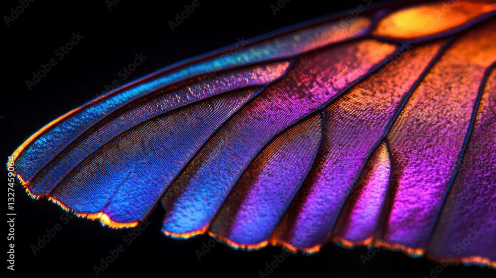 Poster vibrant butterfly wing texture with intricate patterns for artistic design