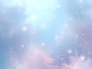 Naklejka premium Pastel Sky with Clouds & Sparkles Dreamy Background, Aesthetic Design, Digital Art for Prints & Wallpapers.