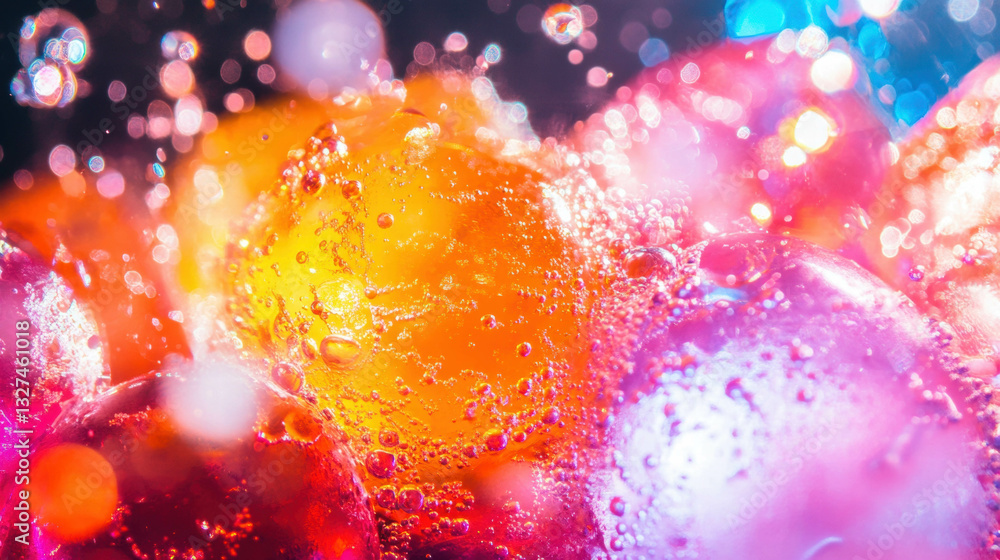 Poster vibrant abstract bokeh with bright colorful bubble texture for creative design