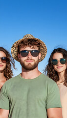 Group portrait of three young people outdoors
