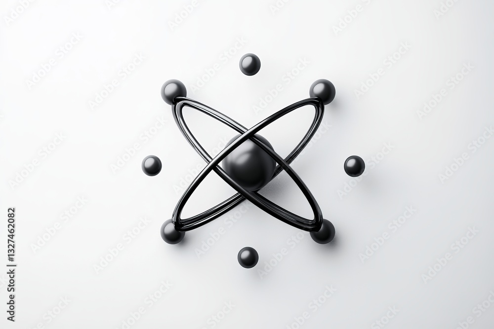 Poster abstract black atomic structure elegant design modern minimalist 3d render science technology backgr